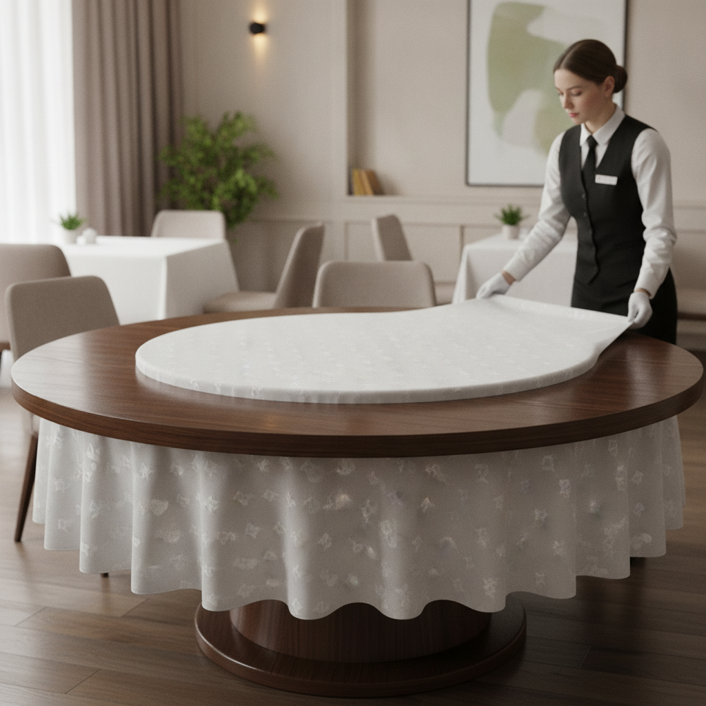 Cotton White Round Tablecloth 2300mm for Elegant Dining