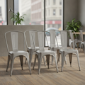 Galvanised Steel Bistro Side Chairs 850x425mm for Cafés & Pubs (Pack of 4)