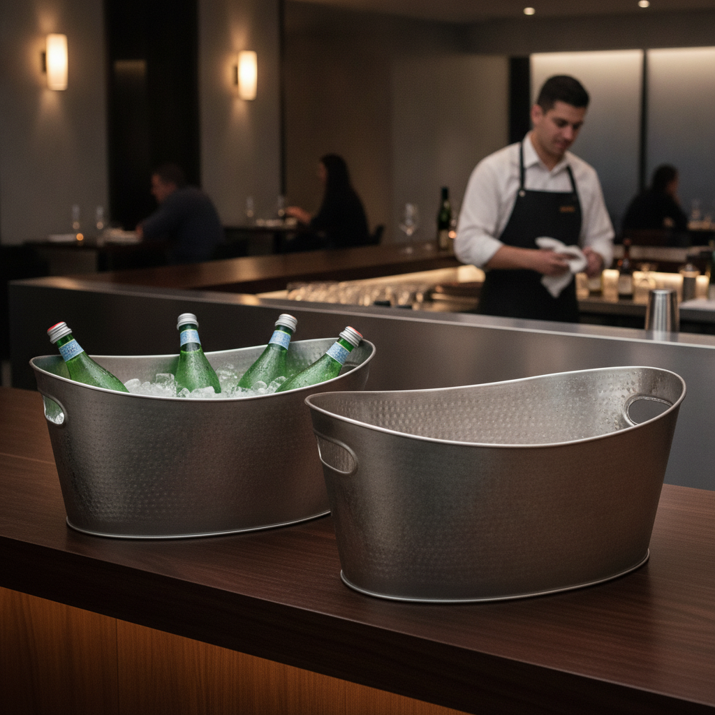 Stainless Steel Gunmetal Handled Ice Bath 400mm for Events (Pack of 2)