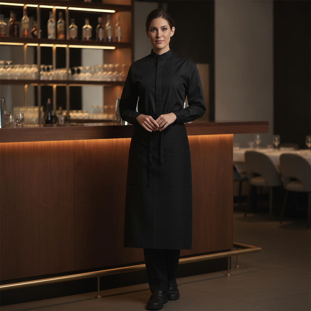 Black Polycotton Long Sleeve Shirt for Bars & Restaurants