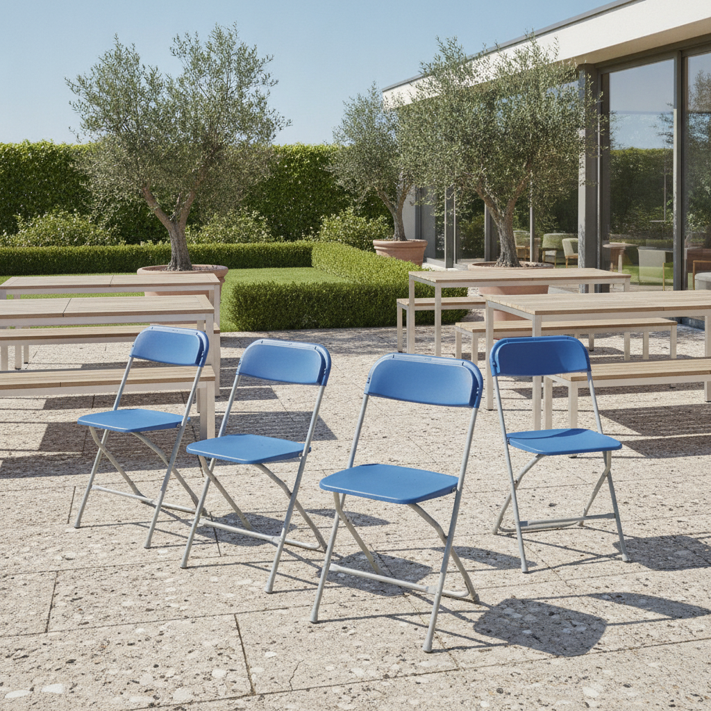 Folding Polypropylene Chairs Blue 795mm for Indoor & Outdoor Use (Pack of 10)