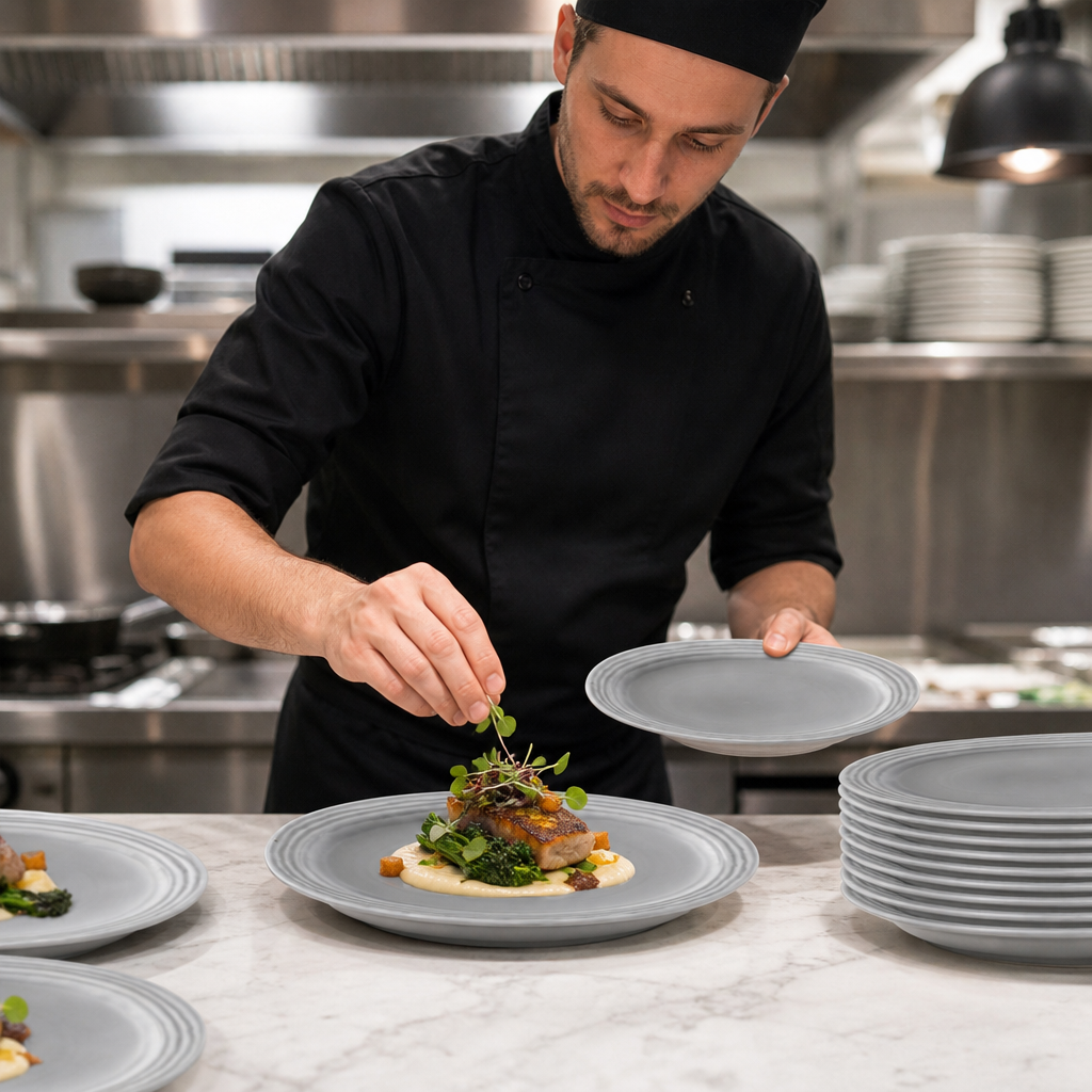 Norse Plates 254mm Grey China for Professional Use (Pack of 12)