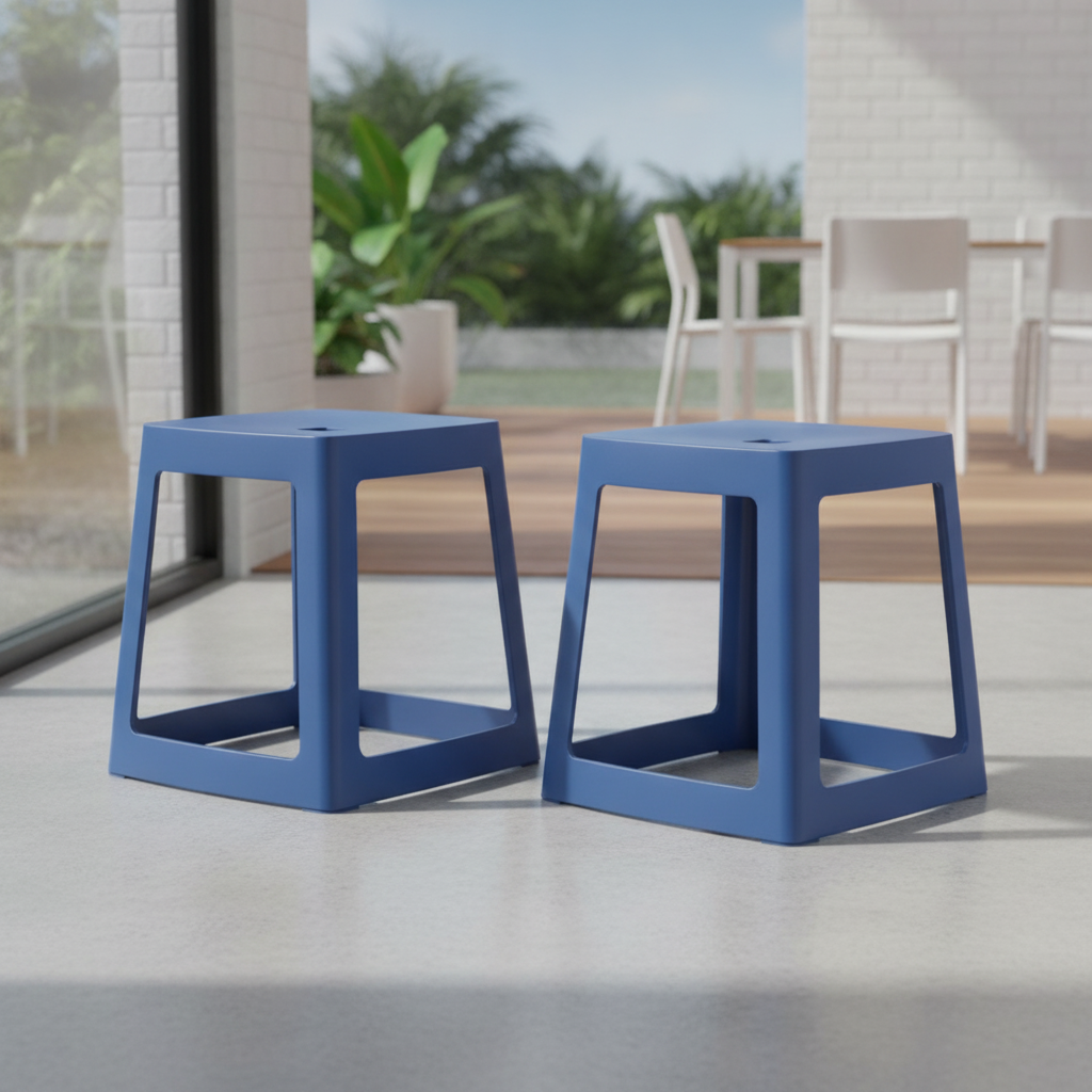 Polypropylene High Stools Blue 445x400mm for Indoor & Outdoor Use (Pack of 2)