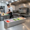 Stainless Steel 6 Compartment Condiment Holder 460x151mm for Efficient Service