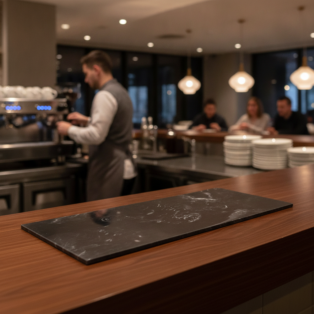 Resin Grey Marble Shelf 60.9 cm x 27.9 cm for Hospitality Venues