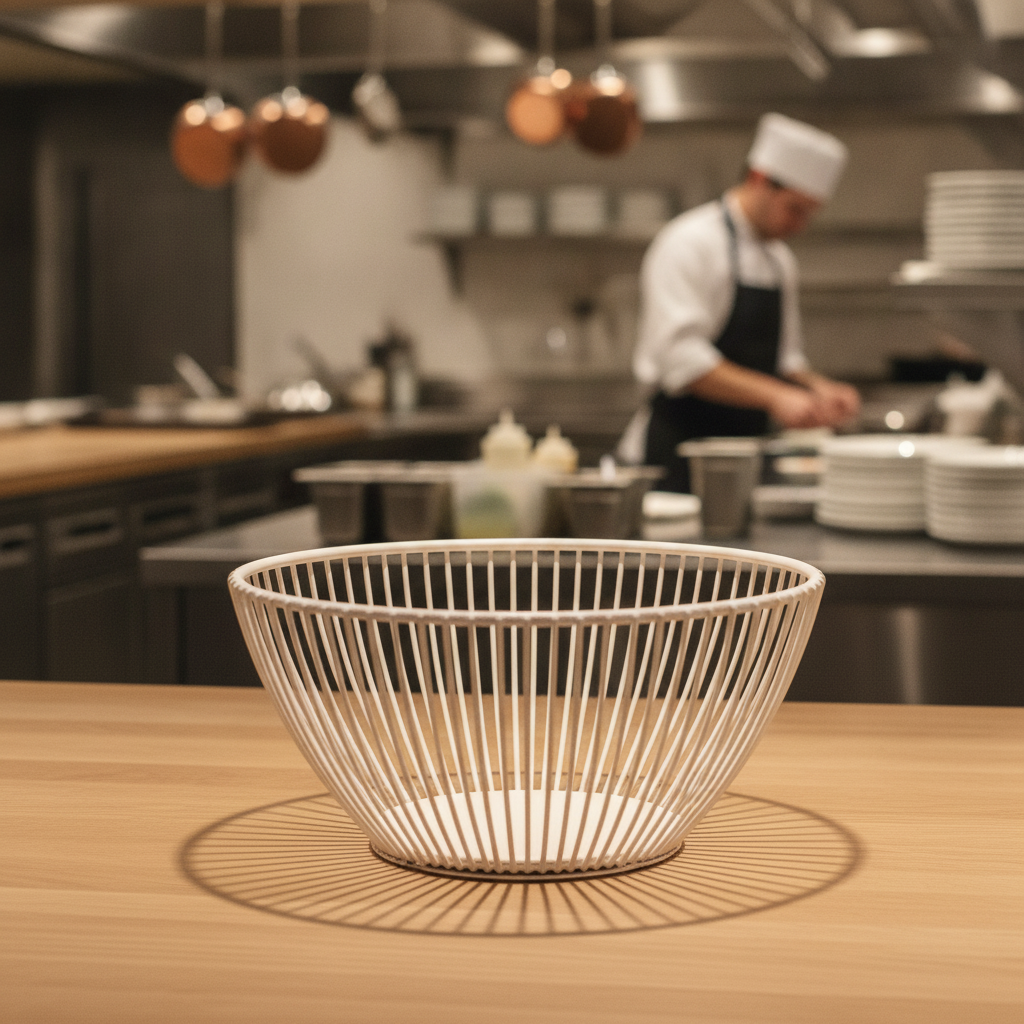 Metal White Basket 175mm for Kitchen and Buffet Spaces
