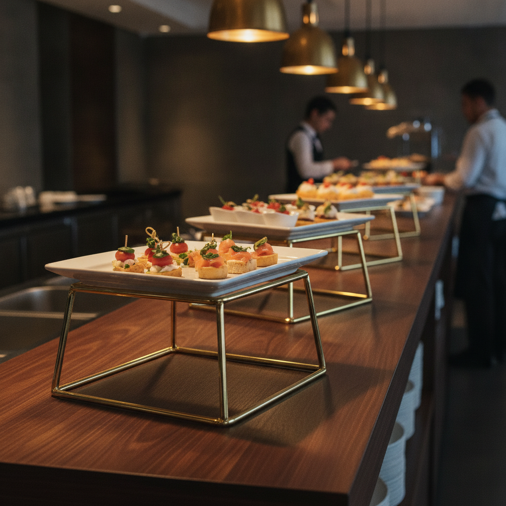 Steel Gold Buffet Stand 180x180mm for Catering Events