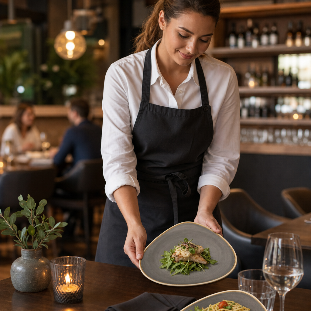 Triangular Plates Grey Charcoal Porcelain for Cafés & Restaurants (Pack of 6)