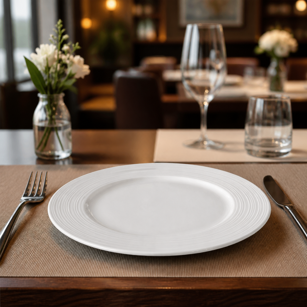 Rim Plates 202mm Porcelain for Elegant Dining (Pack of 12)