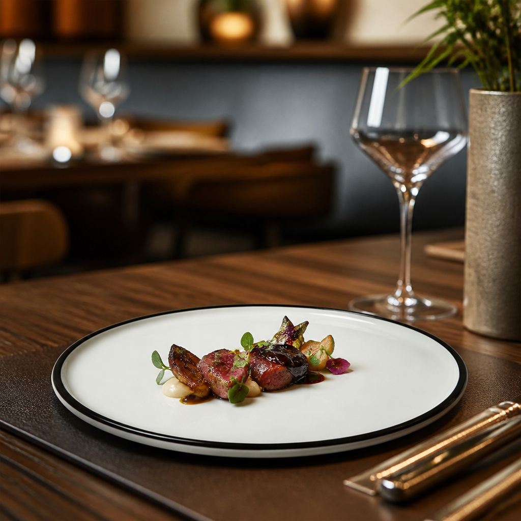 Stack Plates 202.5mm Vitrified Ceramic for Culinary Presentation (Pack of 12)