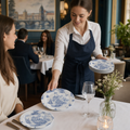 Toile Print Tea Plates Porcelain for Stylish Dining (Pack of 6)