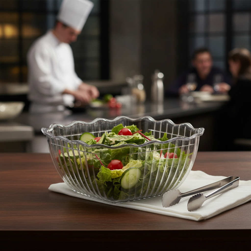 SAN Clear Small Salad Crock 750ml for Food Service