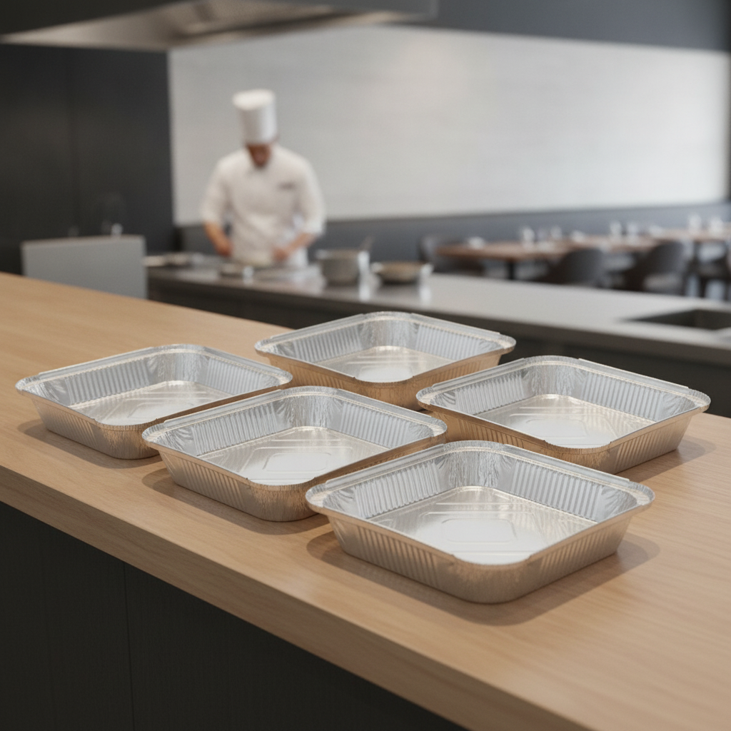 Aluminium Foil Shallow Containers 1580ml for Takeaway Service (Pack of 200)