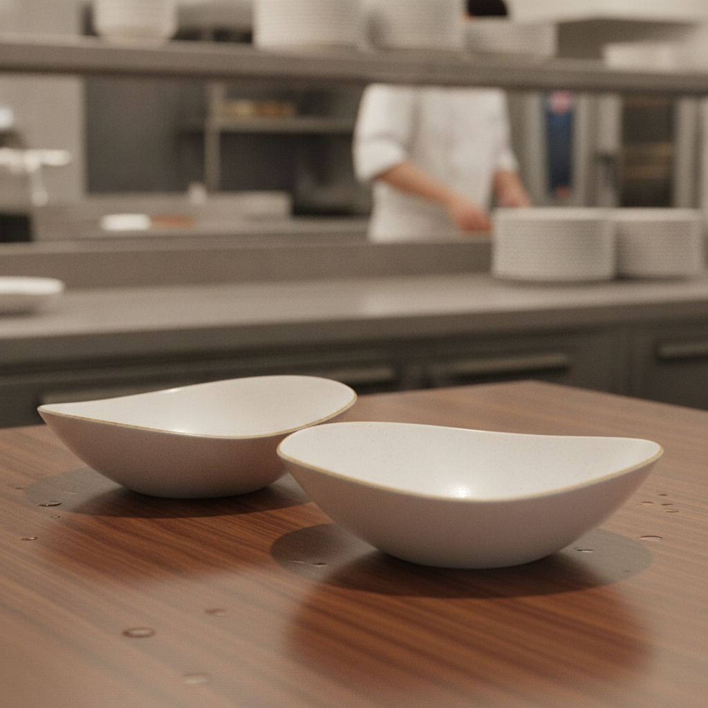 Melamine White Bowl 380mm for Creative Tabletop Displays (Pack of 2)