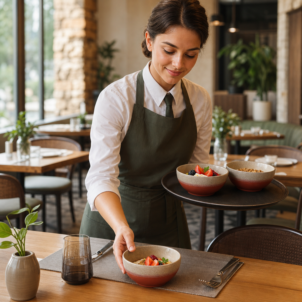Coral Stoneware Bowls 130mm for Serving Breakfast & Desserts