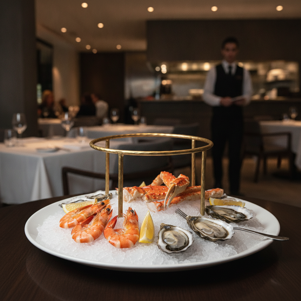 Stainless Steel Seafood Tower Stand in Gold 125mm for Elegant Serving