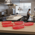 Polypropylene Red Food Baskets 275mm for Quick Service Restaurants (Pack of 6)