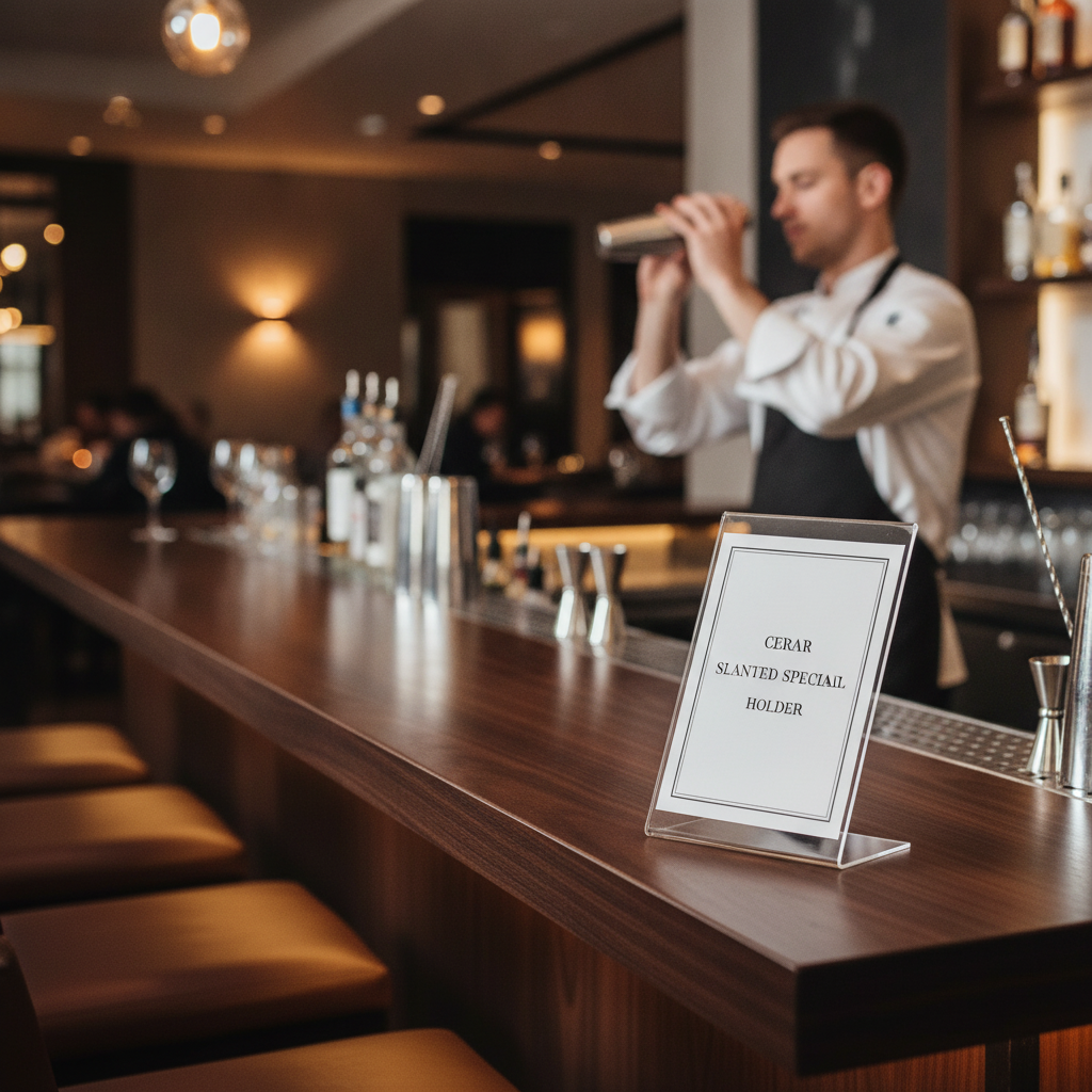Clear Acrylic Slanted Holder for Bars & Counters