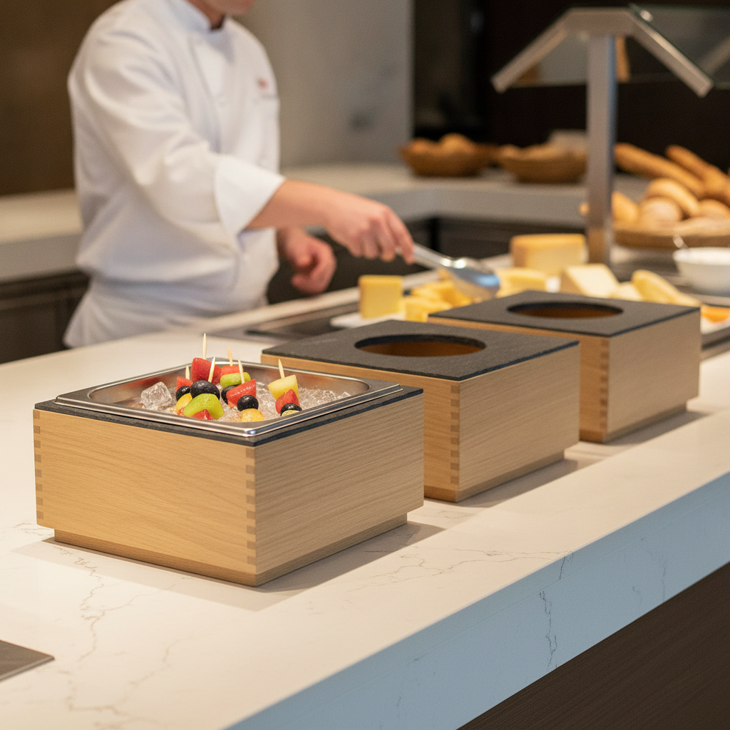 Oak Wood Cool Box GN 1/6 for Premium Buffet Presentations