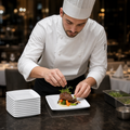 Square Plates 132mm Porcelain for Fine Dining (Pack of 12)