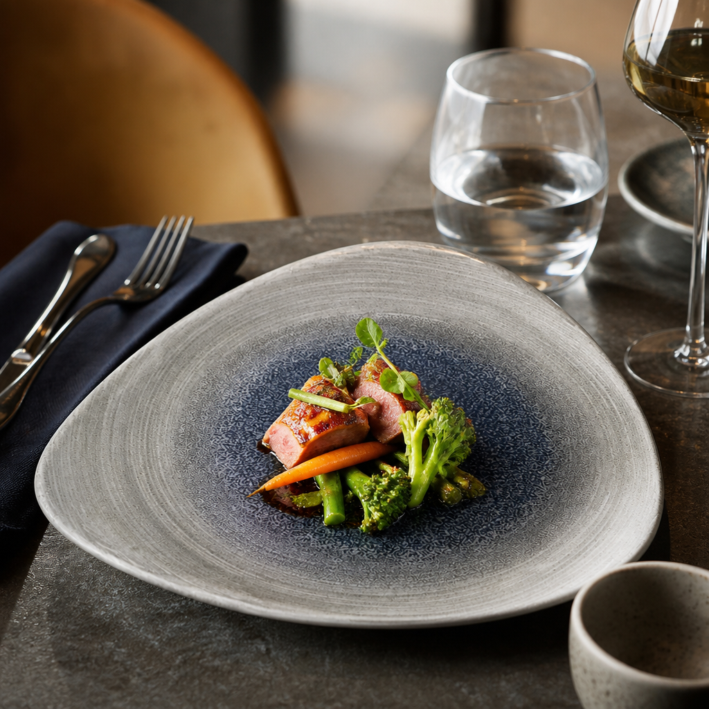 Plates Grey Vitrified Porcelain for Dining Experiences (Pack of 12)