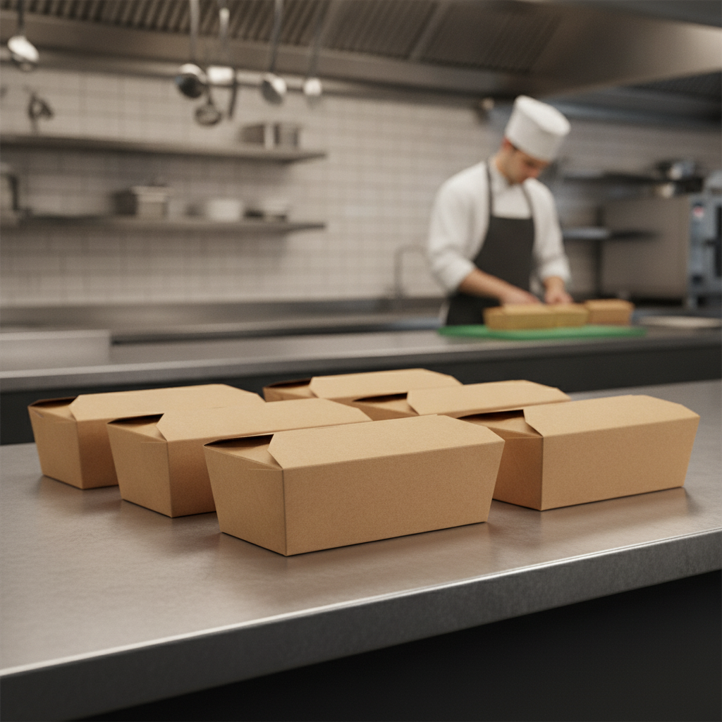 Recycled Kraft Food Boxes 985ml for Takeaway Meals (Pack of 250)