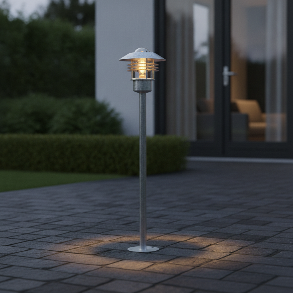 Galvanised Steel Outdoor Garden Light for Patios & Entrances