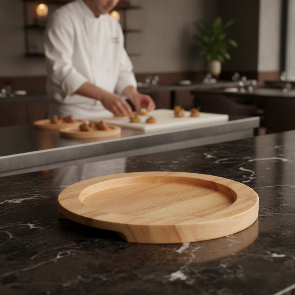 Hevea Wood Serving Board 210mm for Table Service