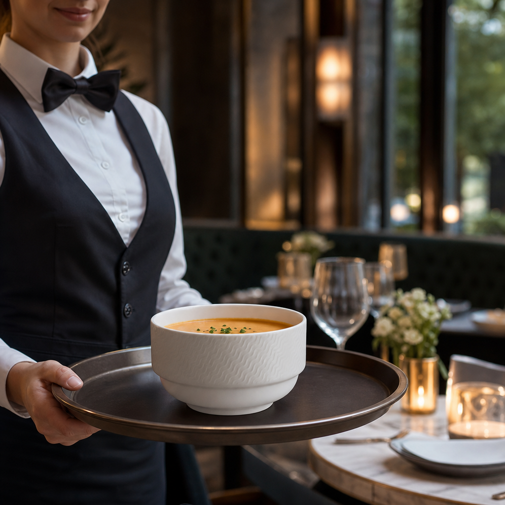 Bone China Stacking Soup Cups 285ml for Upscale Dining - Pack of 12