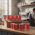 Cardboard Red Takeaway Coffee Cups 340ml for Cafés & Restaurants (Pack of 50)