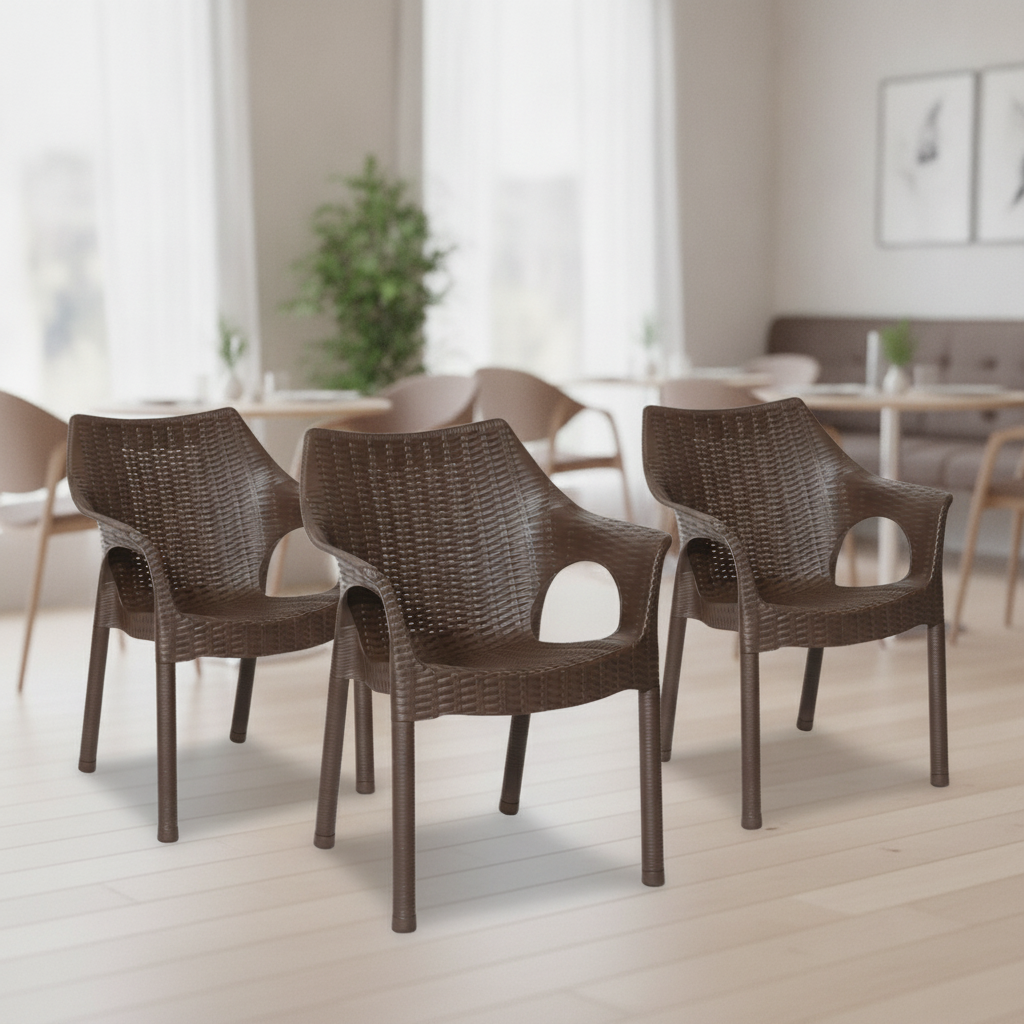Brown Polypropylene Armchairs 800mm for Cafés & Restaurants (Pack of 4)