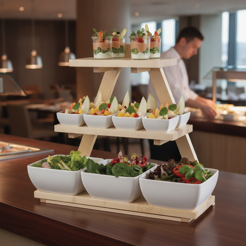 Wooden Triangle Buffet Stand 530x210mm for Elegant Food Displays