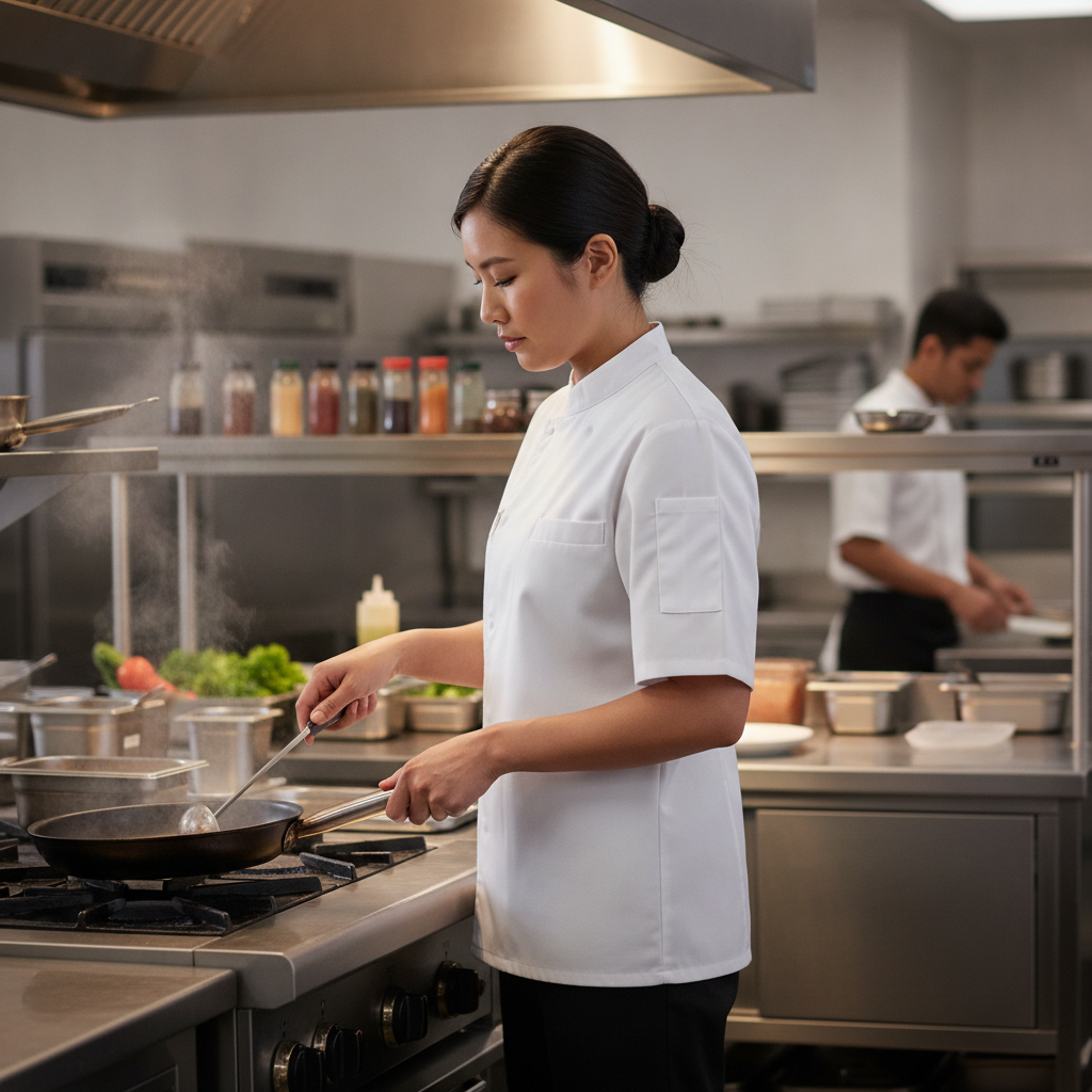 Cotton & Recycled Polyester Short Sleeve Chef Jacket for Commercial Kitchens