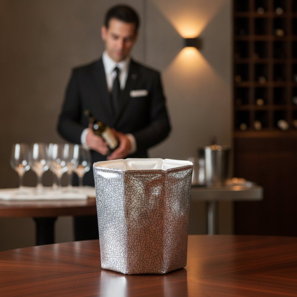 Freezer-Proof Metallic Silver Wine & Champagne Cooler Sleeve 140mm for Stylish Serving