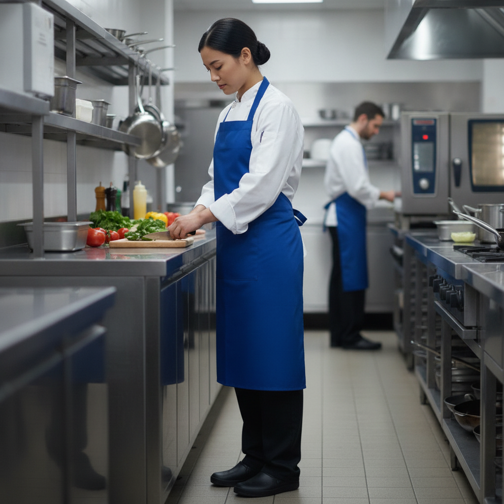 Polycotton Royal Blue Bib Apron for Professional Use