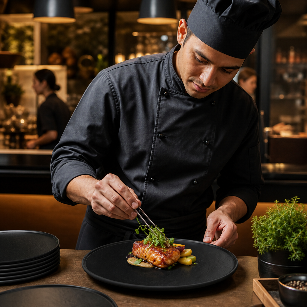 Round Plates 273mm Black Melamine for Buffet Presentations (Pack of 12)