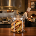 Soda Lime Glass Biscotti Jar 3.8L for Kitchen Storage