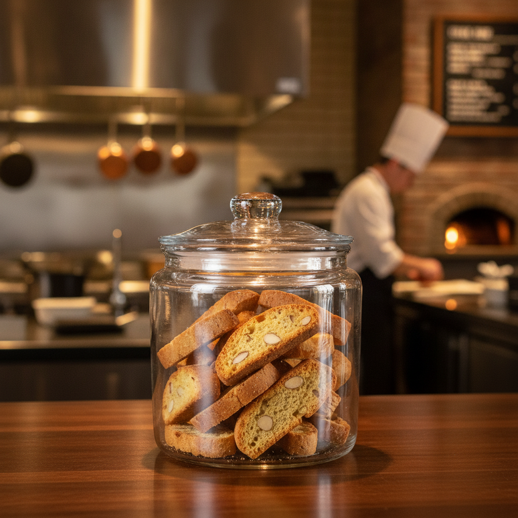 Soda Lime Glass Biscotti Jar 3.8L for Kitchen Storage
