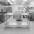 304 Stainless Steel Double Drainer Sink 1800mm for Commercial Kitchens