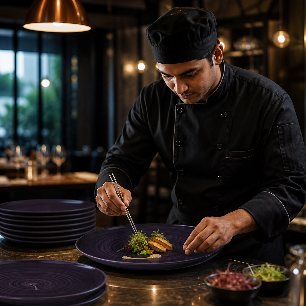 Deep Walled Plates 260mm Purple Vitrified Ceramic for Food Presentation (Pack of 6)