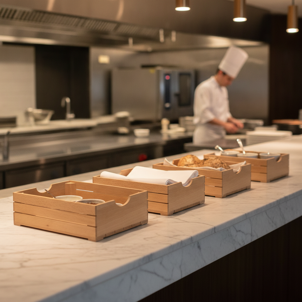 Solid Beech Wood Boxes 325x265mm for Buffet Presentations (Pack of 4)