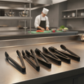 Polycarbonate Black Tongs 9" for Efficient Food Service (Pack of 6)