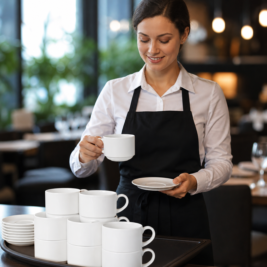 Stacking Cups 227ml Ceramic for Professional Settings (Pack of 12)