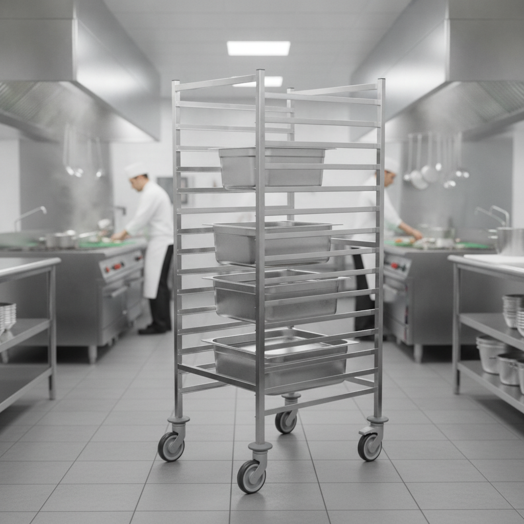 Stainless Steel Gastronorm Racking Trolley for Commercial Use