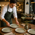 Organic Round Plates 210mm Green Porcelain for Restaurants & Cafés (Pack of 12)