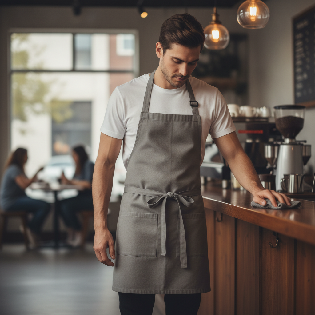 Cotton Canvas Waist Apron Grey for Front of House Use
