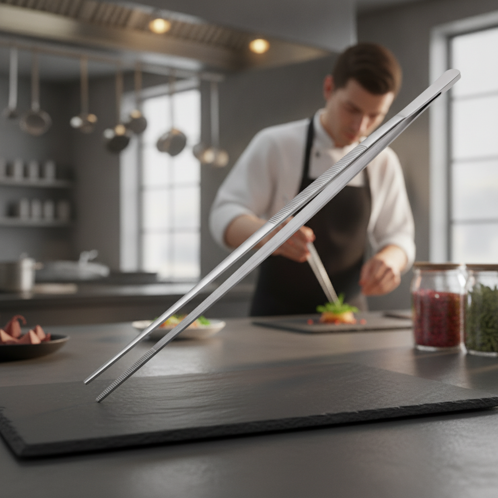 Stainless Steel Garnish Tweezers 300mm for Precise Presentation
