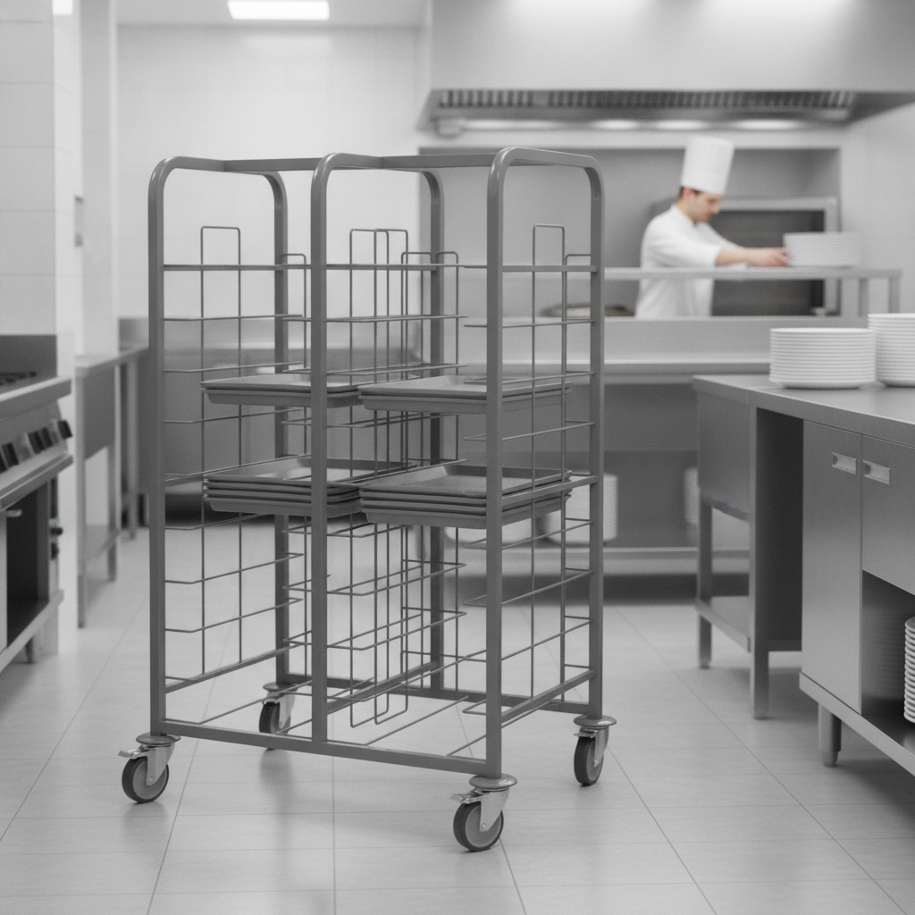Steel Double Tray Clearing Trolley for Busy Food Service (Pack of 1)
