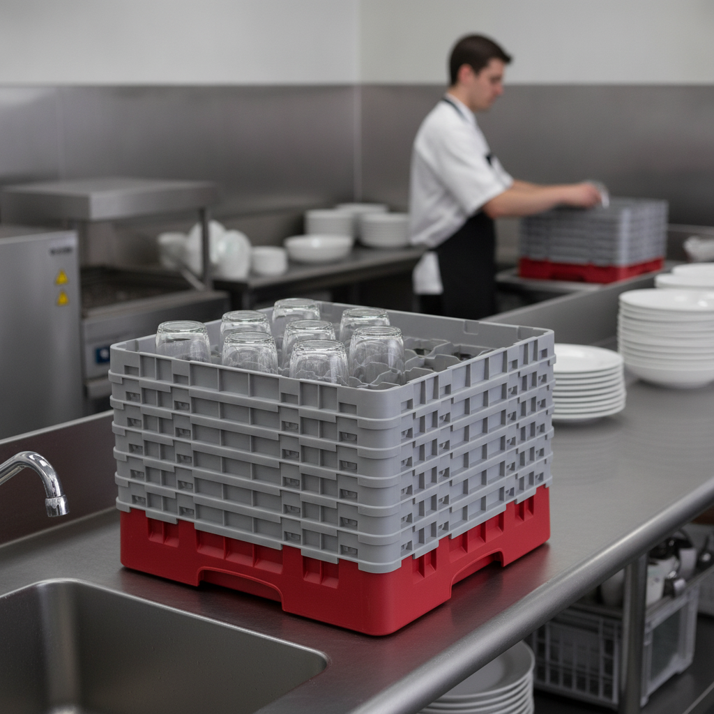 Polypropylene Red Camrack System with 36 Compartments for Safe Glassware Transport
