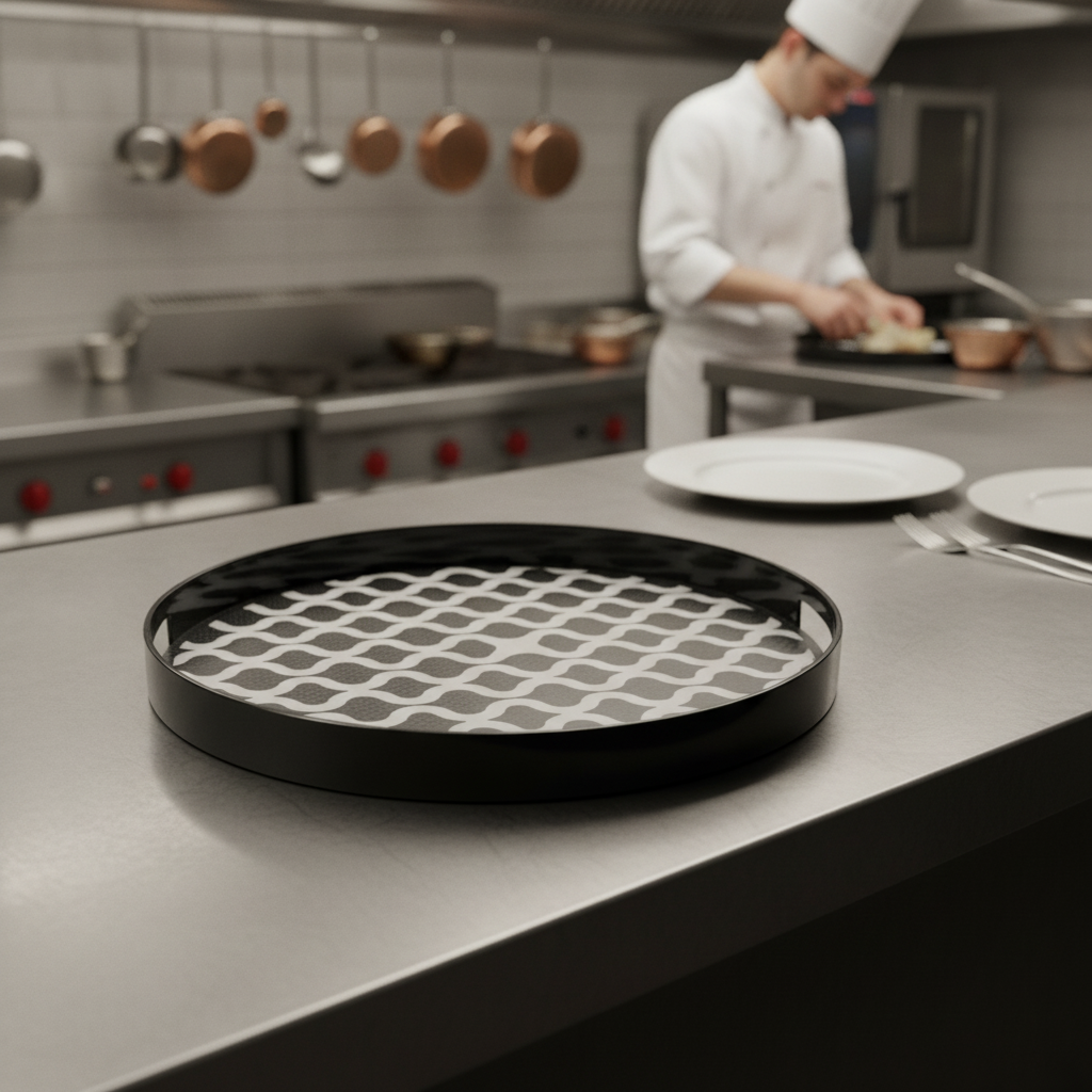Polycarbonate Round Non-Slip Tray 405mm for Catering
